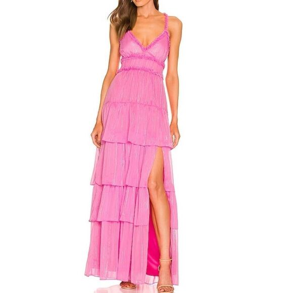 Beulah Style Pink Ruffle Sleeveless Maxi Dress Size Large - Picture 14 of 14